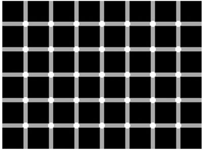 Optical illusion of squares with circles in middle